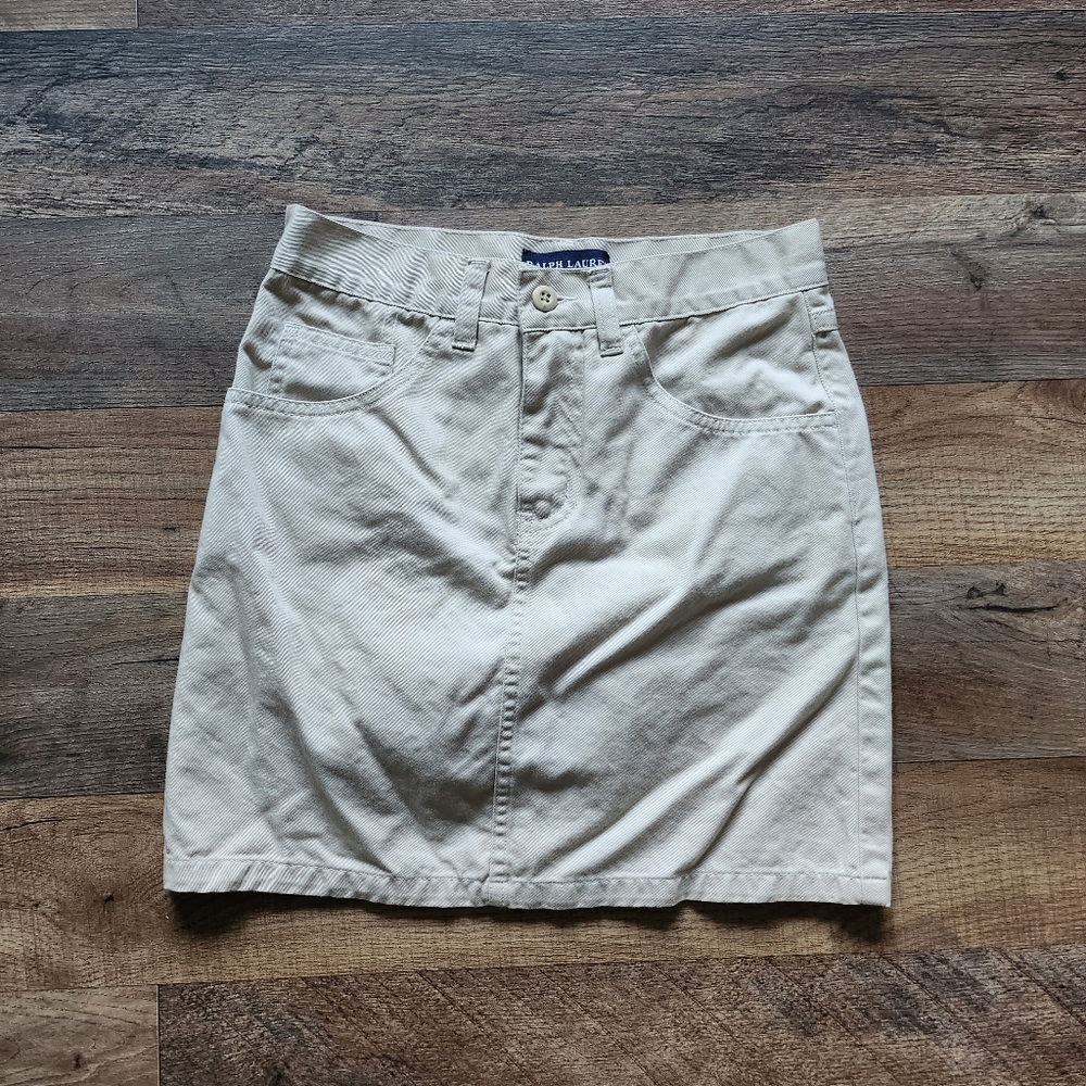 Ralph Lauren Polo Kids Girls Beige Chino Skirt Sz 7. GUC. NO FLAWS 100% Cotton